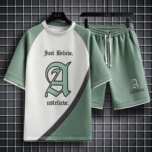 Summer Men’s Plaid Short Sleeve T-Shirt & Shorts Set - Casual Sportswear - Buy Center