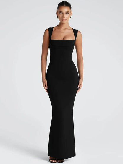 Mozision Square Collar Maxi Dress - Sexy Sleeveless Bodycon Style - Buy Center
