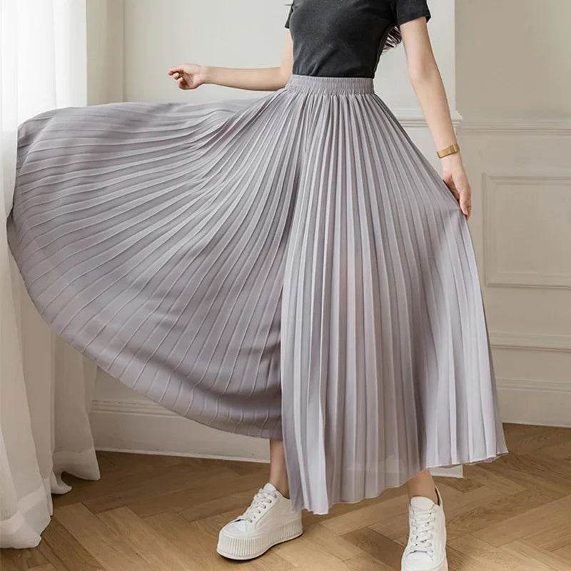 WQIANYU Women's Chiffon Wide Leg Pants - Elegant Pleated Design - Buy Center