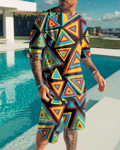 Men's Summer 3D Printed Tracksuit Set - Casual Eagle Design - Buy Center