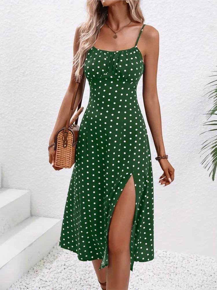 2024 Summer Polka Dot Midi Dress - Sexy Spaghetti Straps for Women - Buy Center