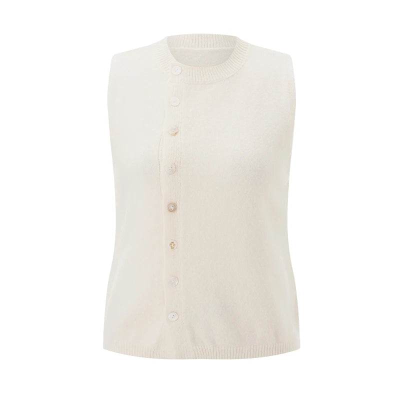 Maemukilabe Women's Elegant Crop Sweater Vest - Buttoned Cardigan - Buy Center