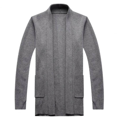 Soft Warm Men’s Cardigan - Solid Color Stretchy Open Stitch Sweater - Buy Center