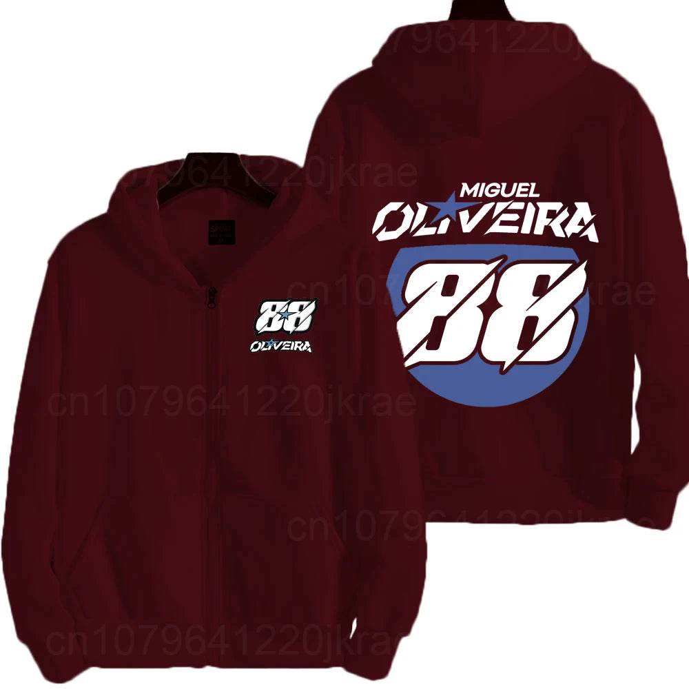 Miguel Oliveira 88 Logo Men's Zip Up Hoodie - Casual Spring Autumn Wear - Buy Center