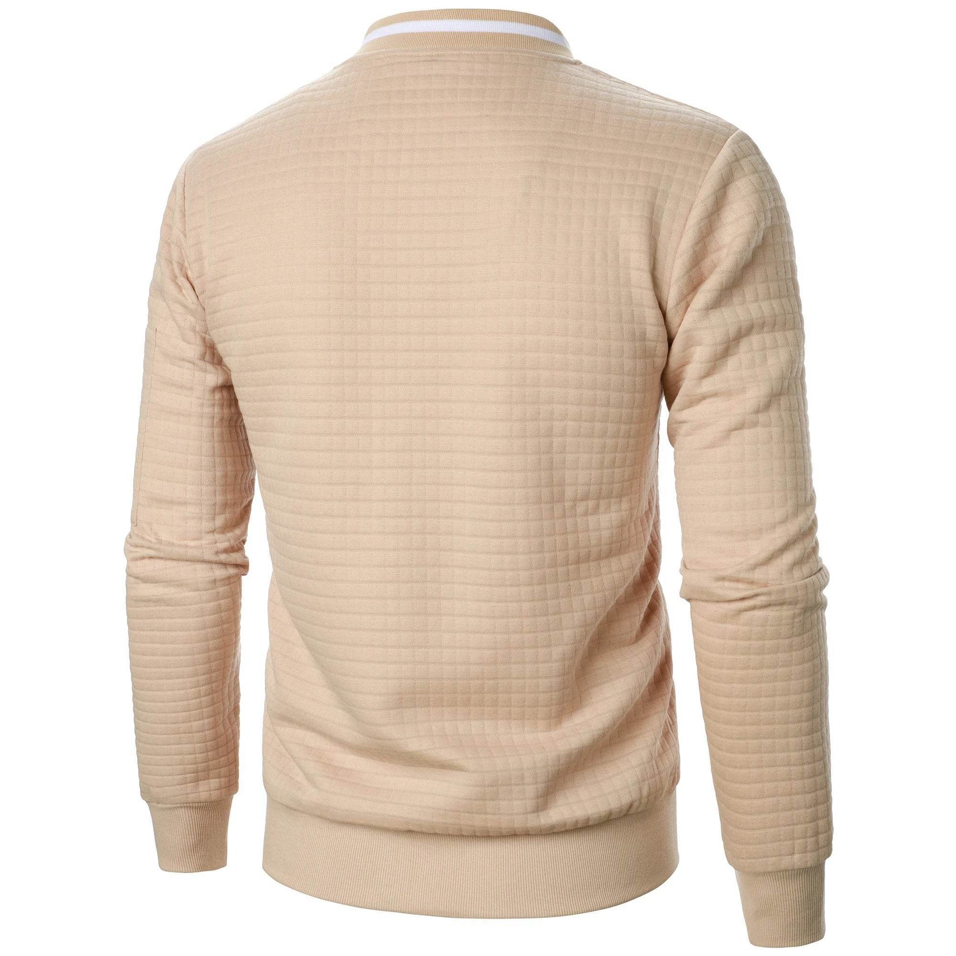 Men's Zipper Stand Collar Hoodie - Casual Plaid Cardigan Coat - Buy Center