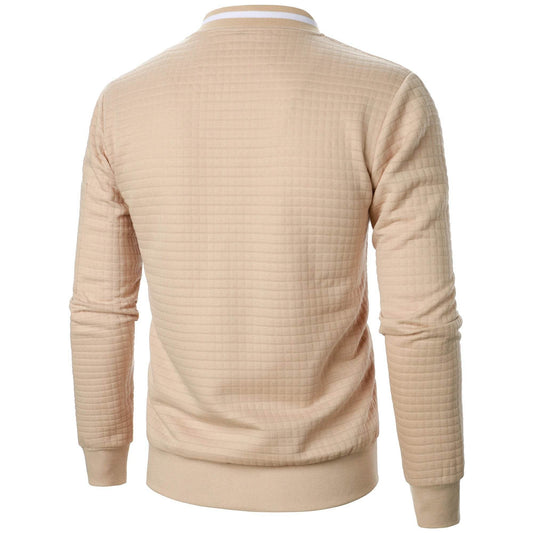 Men's Zipper Stand Collar Hoodie - Casual Plaid Cardigan Coat - Buy Center