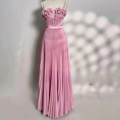 HVVLF Pink Chiffon Floral Evening Gown - Formal Prom Dresses - Buy Center