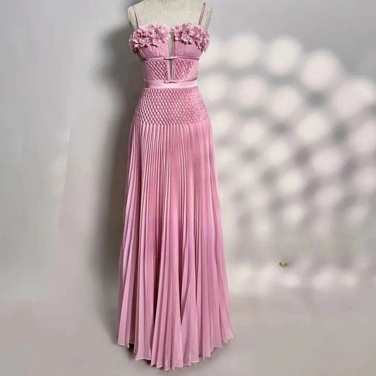 HVVLF Pink Chiffon Floral Evening Gown - Formal Prom Dresses - Buy Center