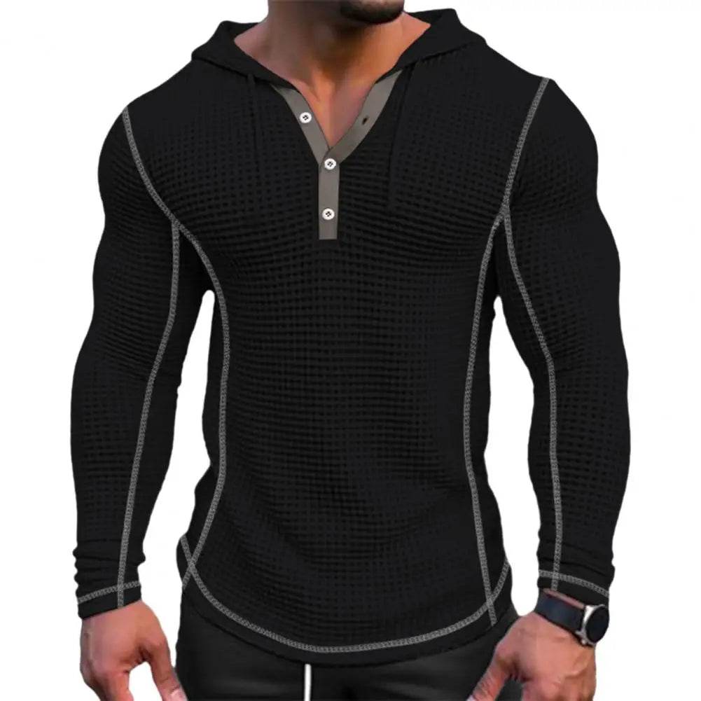 Stylish Men's Waffle Fabric Hoodie - Breathable Slim Fit Design - Buy Center