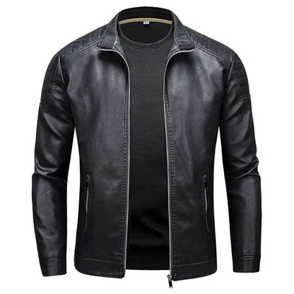 FAVOCENT Stand Collar Men's Leather Jacket - Casual Slim Fit Fashion 2024 - Buy Center