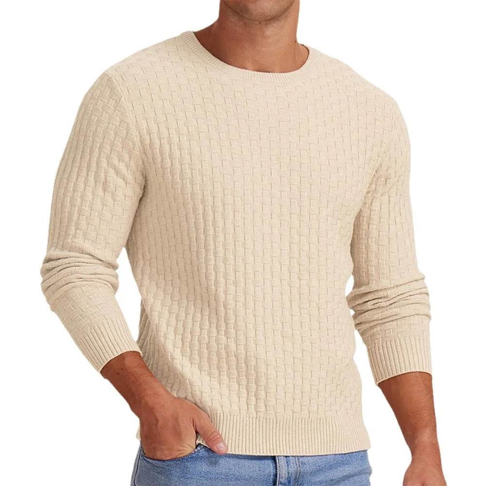 2025 White New Menswear Turtleneck Men's Pullover Autumn And Winter Long Sleeved Plain Color Casual Thickened Knit Base Sweater - Buy Center