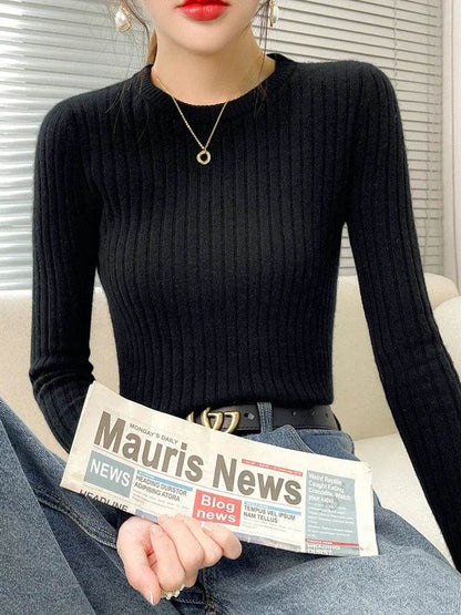 Women's Ribbed Knitted Sweater - Soft Long Sleeve Pullover - Buy Center