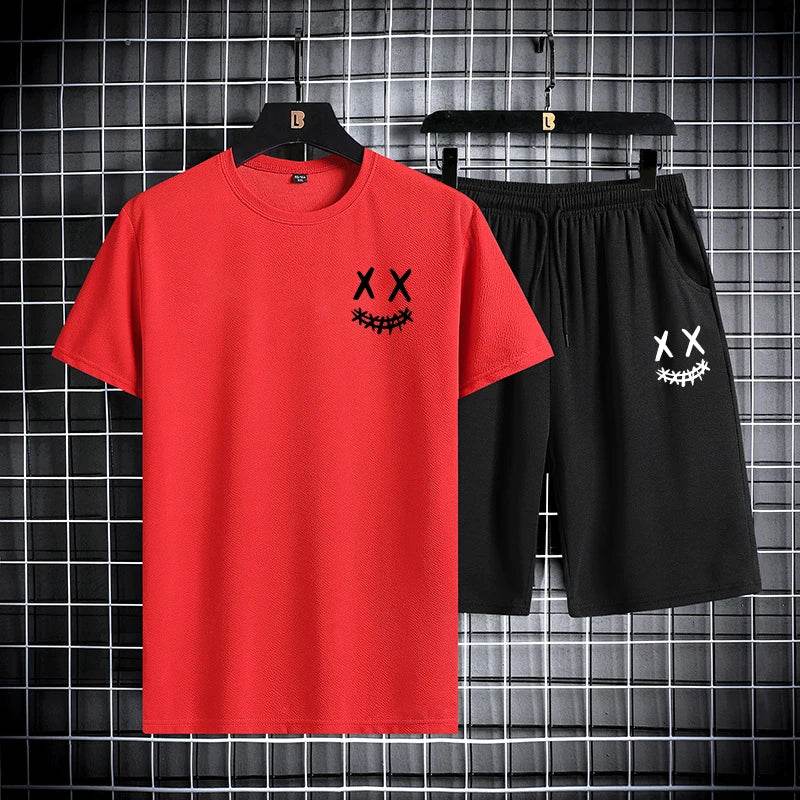 Men's Summer Sports Set - Round Neck T-Shirt & Shorts, Slim Fit - Buy Center