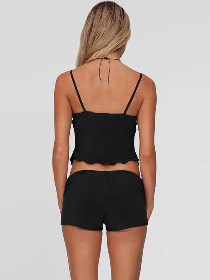 Sisterlinda Summer 2-Piece Set - Backless Camisole & Slim Shorts - Buy Center
