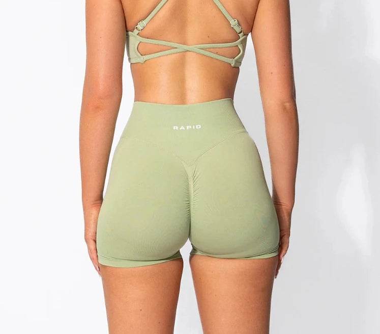 Women's Low Waist Seamless Yoga Shorts - Scrunch Bum Design - Buy Center