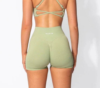 Women's Low Waist Seamless Yoga Shorts - Scrunch Bum Design - Buy Center