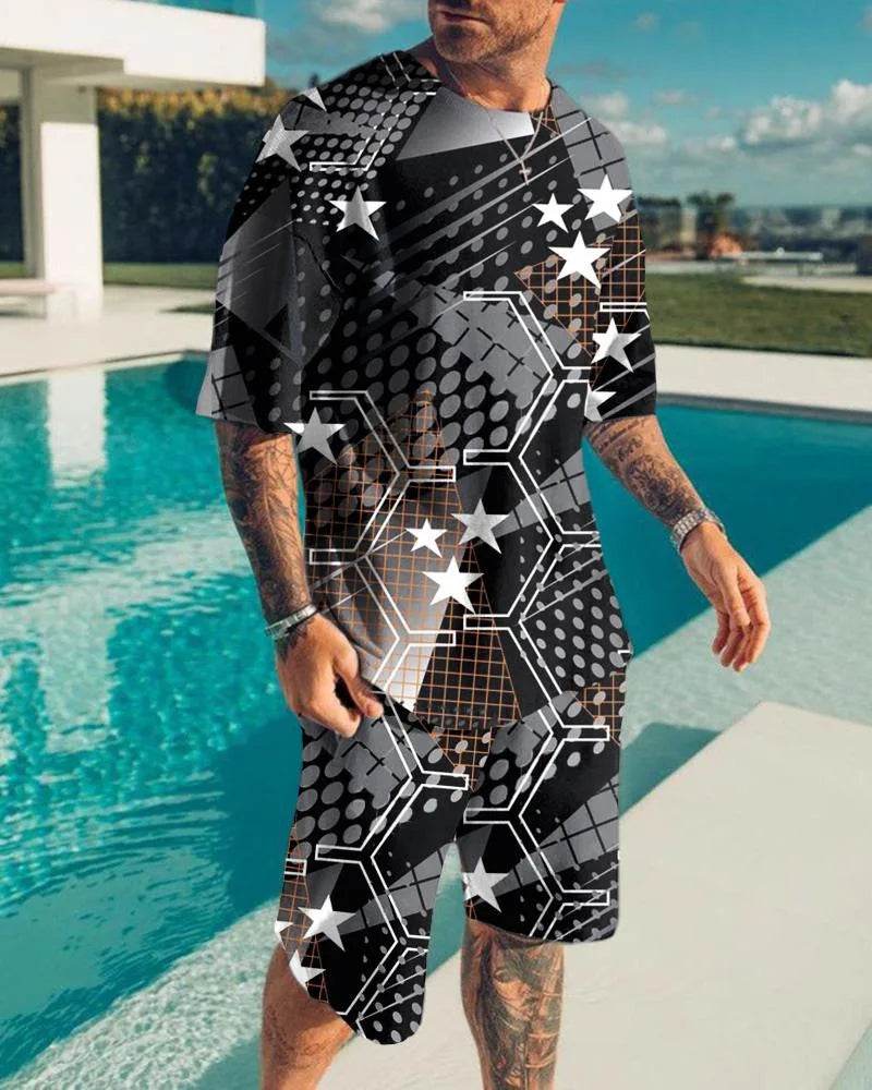 Men's Summer 3D Printed Tracksuit Set - Casual Eagle Design - Buy Center