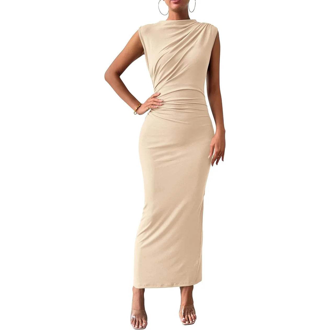 MODX Plus Size Elegant Ruched Bodycon Dress - Sleeveless & Stretchy - Buy Center
