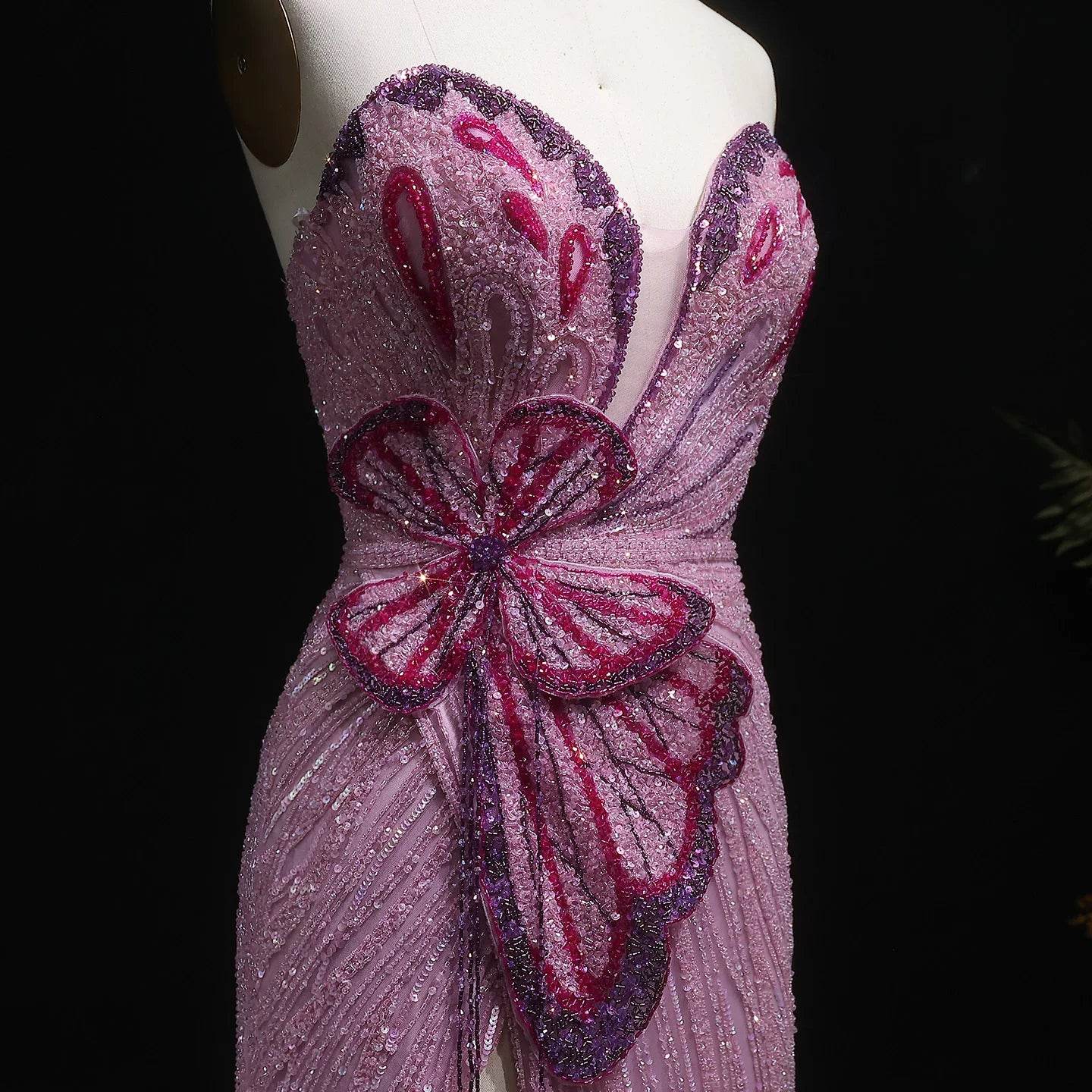 Sharon Said Pink Mermaid Evening Gown - Elegant Beaded Prom Dress - Buy Center