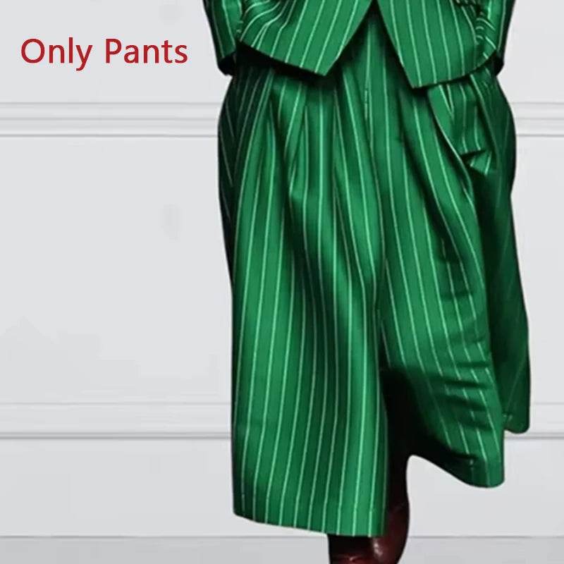 Beautyblue Women's Vintage Blazer Set - Striped Trousers & Long Sleeves - Buy Center