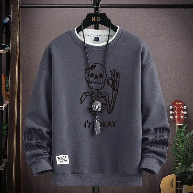 Cool Bear Print Mens Sweatshirt - Fashionable O-Neck Long Sleeve Top - Buy Center