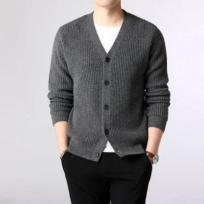 FAVOCENT Men's Solid Cardigan - Casual Single Breasted Knit Sweater - Buy Center