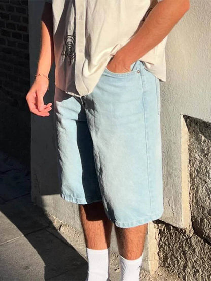 Trendy Men's Denim Shorts - Zipper Button Closure, Casual Summer Style - Buy Center