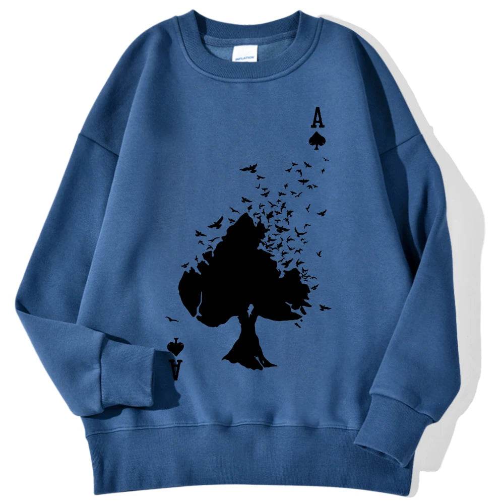 Drifting Spades A Black Pattern Male Sweatshirts Comfortable Creative Pullovers Hip Hop Tops Fleece Casual Streetwear For Mans - Buy Center