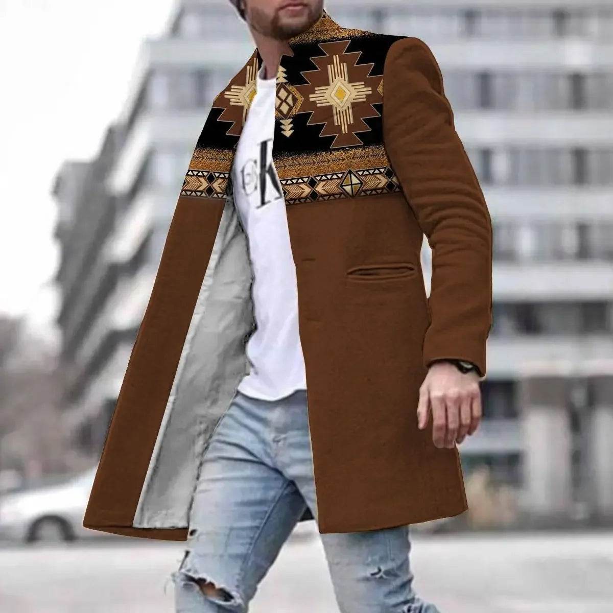 Men's Spring Woolen Trench Coat - Casual Street Style with Pockets - Buy Center