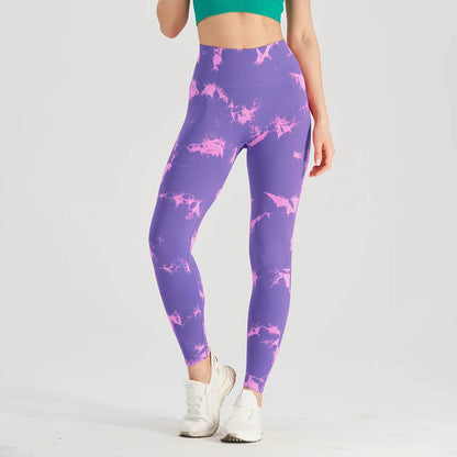 Sexy High Waist Yoga Leggings - Tie-Dye Seamless Fitness Tights - Buy Center