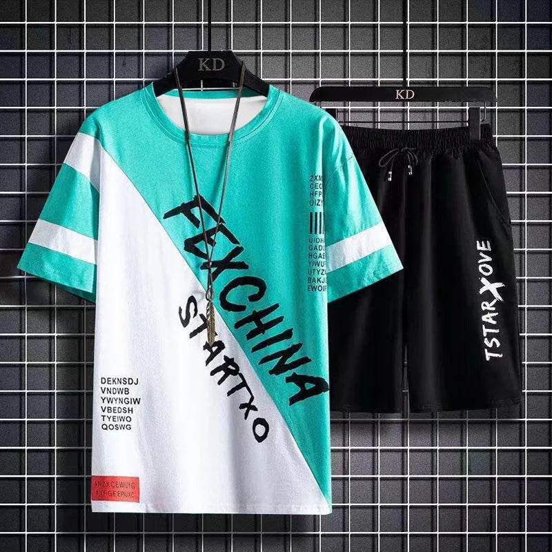 XMSFTD Men's Summer Casual Sweatshirt & Manga Graphic Tee Set - Buy Center