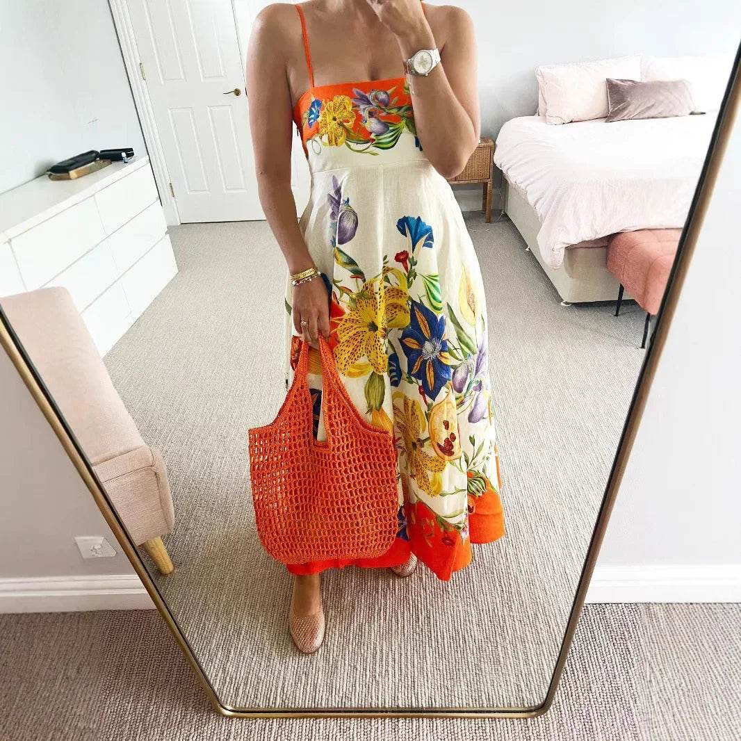 2024 Personalized Off-Shoulder Linen Dress - Lace Trim, Sleeveless Style - Buy Center