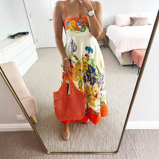 2024 Personalized Off-Shoulder Linen Dress - Lace Trim, Sleeveless Style - Buy Center