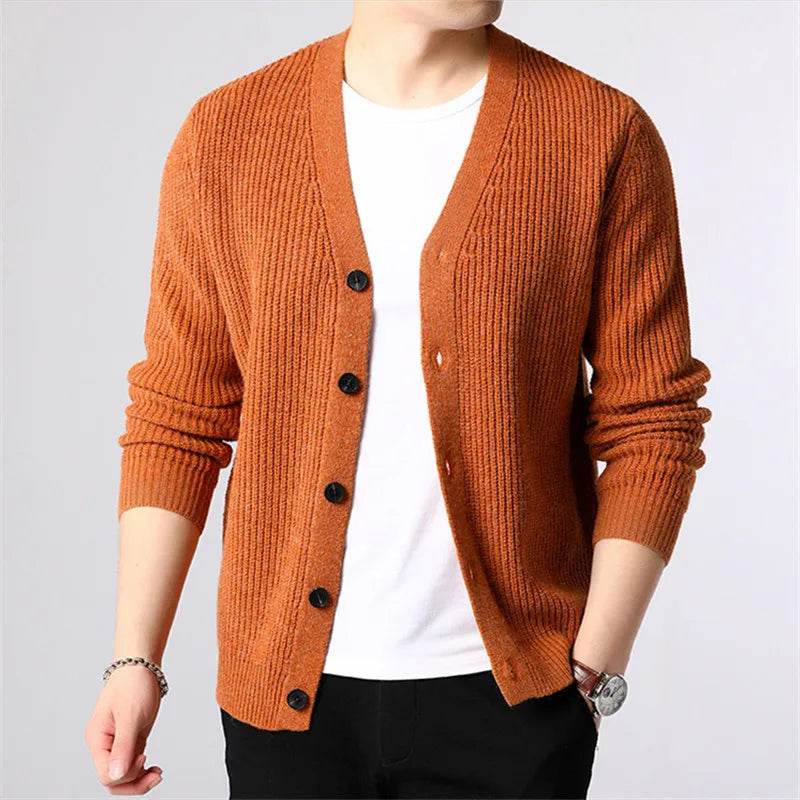 FAVOCENT Men's Solid Cardigan - Casual Single Breasted Knit Sweater - Buy Center