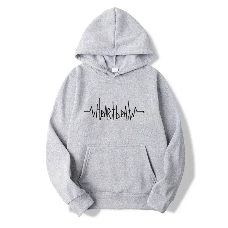 Men's Casual Fleece Hoodie - Heartbeat Line Printed Sportswear - Buy Center