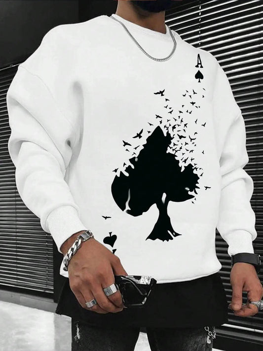 Drifting Spades A Black Pattern Male Sweatshirts Comfortable Creative Pullovers Hip Hop Tops Fleece Casual Streetwear For Mans - Buy Center