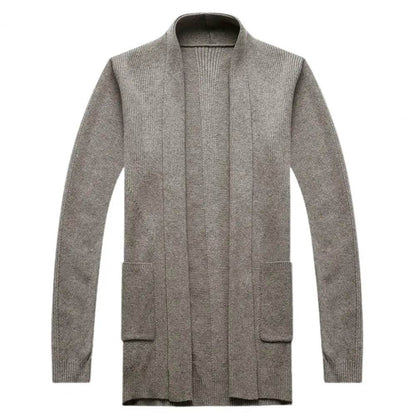 Soft Warm Men’s Cardigan - Solid Color Stretchy Open Stitch Sweater - Buy Center