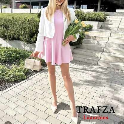 TRAFZA Chic Yellow Ruffle Halter Dress - Elegant Mini for Women - Buy Center