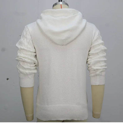 Men Sweatshirts Pullovers Sweaters Solid Casual Loose Splice Hooded Knitted Drawstring Regular Thick Warm Tops Autumn Winter - Buy Center