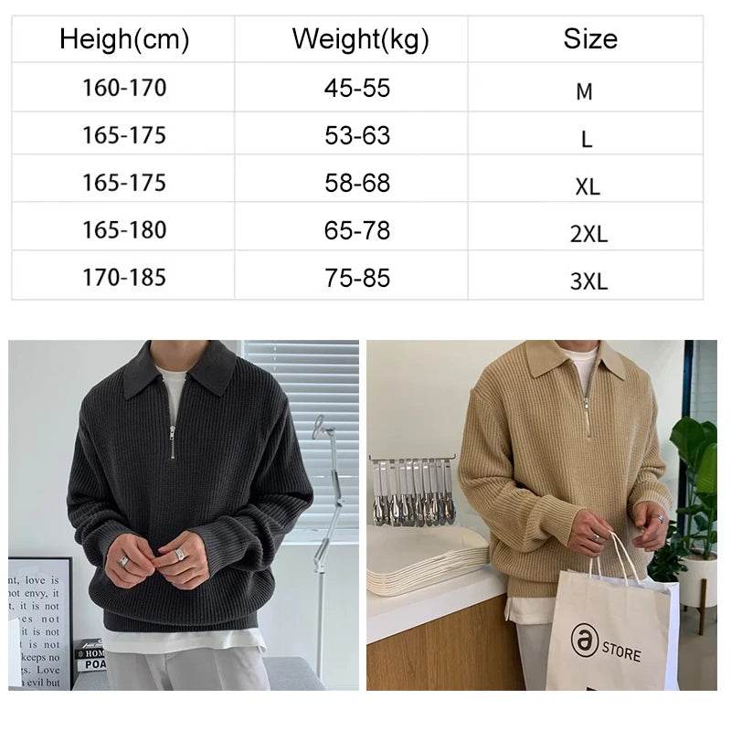 Stylish Men’s Korean Knitwear Sweater - Thick Casual Pullover for Winter - Buy Center