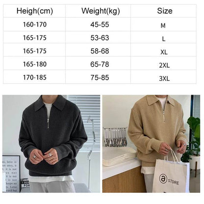 Stylish Men’s Korean Knitwear Sweater - Thick Casual Pullover for Winter - Buy Center