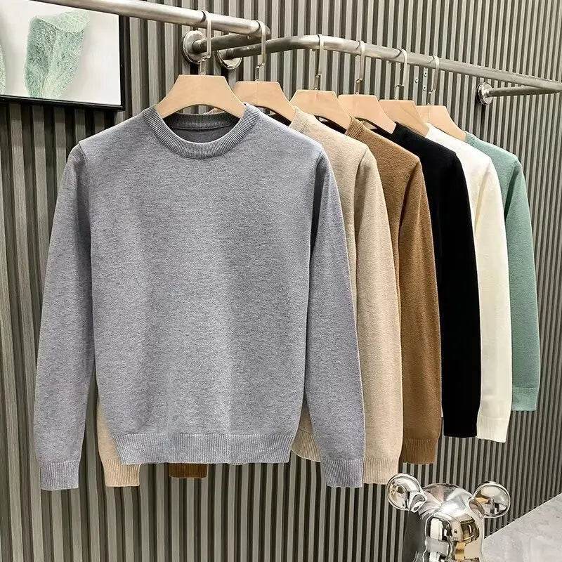 Autumn Winter Casual Pullover Sweater for Men - Solid Color & Loose Fit - Buy Center