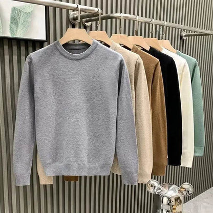 Autumn Winter Casual Pullover Sweater for Men - Solid Color & Loose Fit - Buy Center