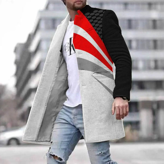 Men's Spring Woolen Trench Coat - Casual Street Style with Pockets - Buy Center