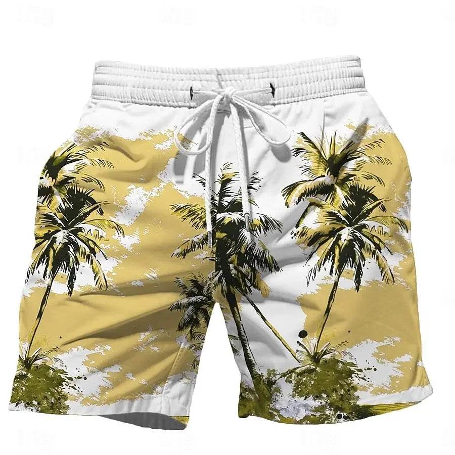 2024 Casual Men's Drawstring Shorts - Quick Dry Coconut Tree Print - Buy Center