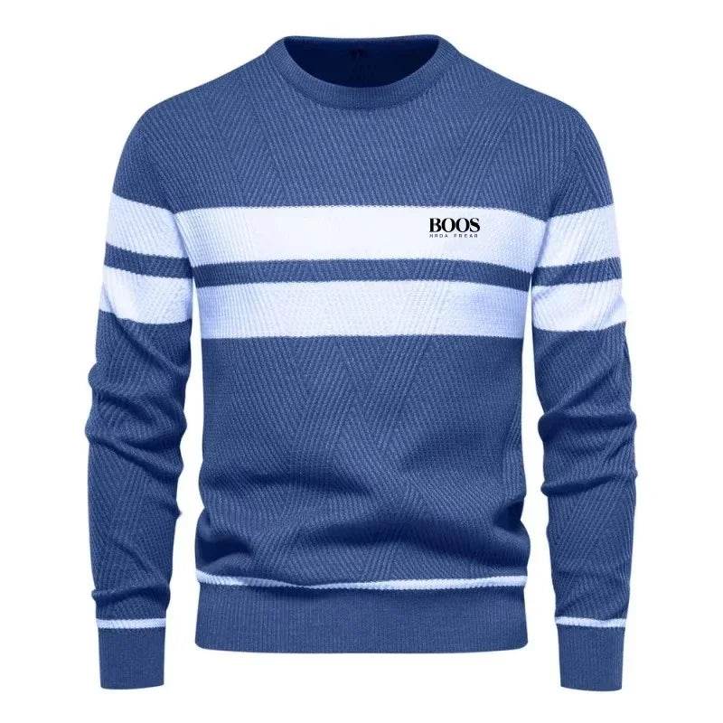 New Autumn Pullover Men's Sweater O-neck Patchwork Long Sleeve Warm Slim Sweaters Men Casual Fashion Sweater Men Clothing - Buy Center