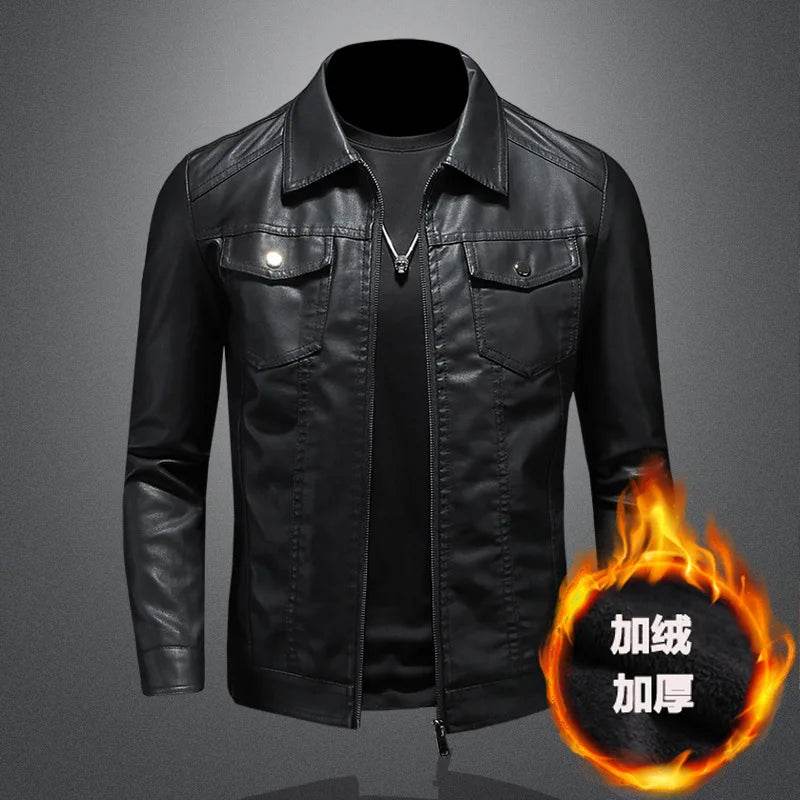 DOIYTTS Men's Slim Fit Black Motorcycle Leather Jacket - High Quality PU - Buy Center