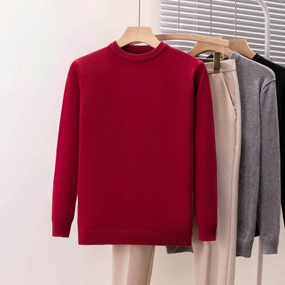 Autumn Winter Casual Pullover Sweater for Men - Solid Color & Loose Fit - Buy Center