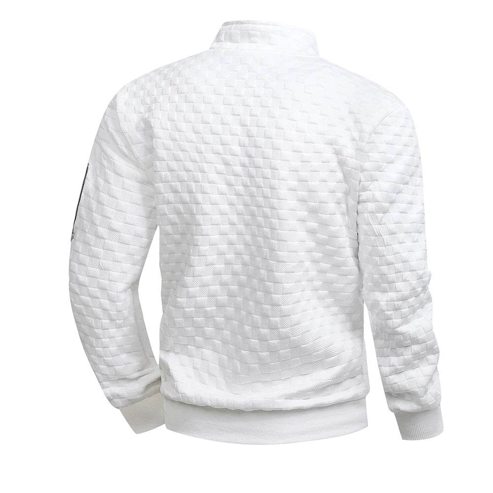 YOUKAIJIN Men's White Half-Zip Sweatshirt - Casual Spring Pullover - Buy Center