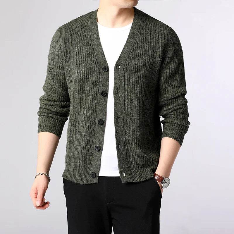 FAVOCENT Men's Solid Cardigan - Casual Single Breasted Knit Sweater - Buy Center
